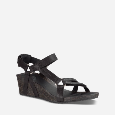 Teva Ysidro Universal Wedge Women's Black Wedge Sandals CA98026 Canada Clearance